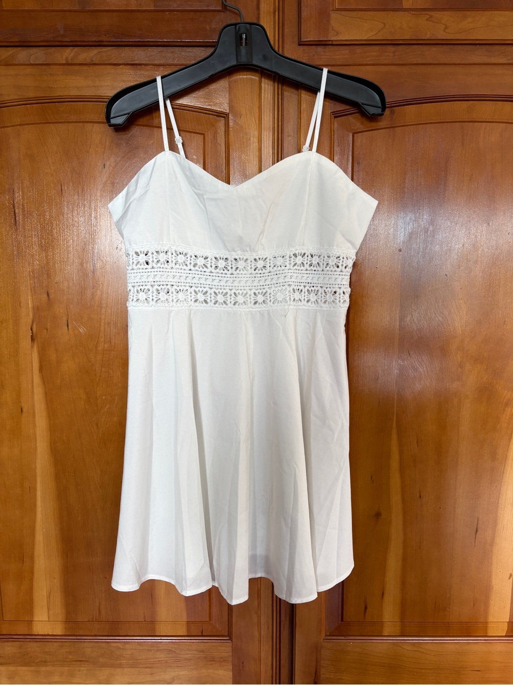 White Crochet-Trim Spaghetti Strap Women's dress
